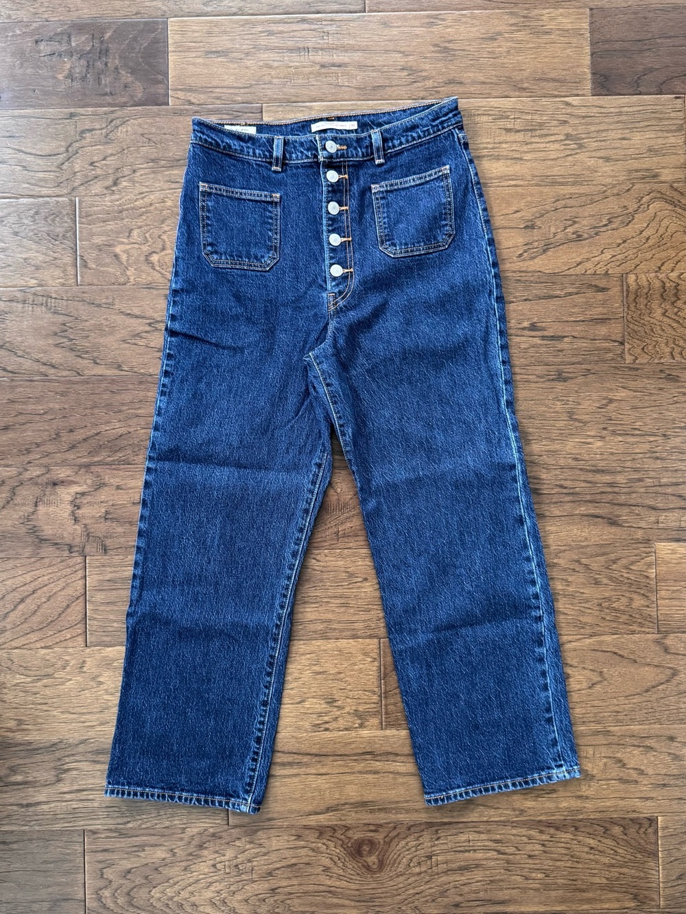 EUC Levis Ribcage Straight Patch Pocket Women's Jeans Size 30 Dark Wash